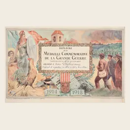 Diplôme illustré de la médaille commémorative de la Grande Guerre